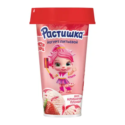 Питьевой йогурт со вкусом Клубничный пломбир Растишка 2.8% 190г в ассортименте
