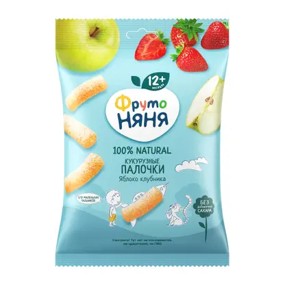 Кукурузные палочки Фрутоняня яблоко-клубника с 12 месяцев 20г