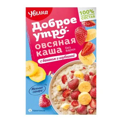 Каша Увелка овсяная Банан и Клубника 200г