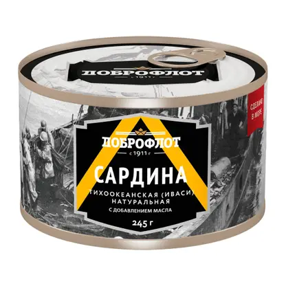 Сардина Доброфлот тихоокеанская иваси натуральная с добавлением масла 245г