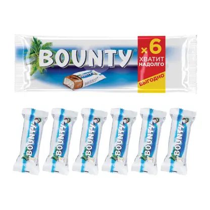 Батончик шоколадный с нежной мякотью кокоса Bounty 165г