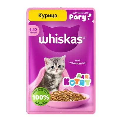 Влажный корм для котят Рагу с курицей от 1 до 12 месяцев Whiskas 75г