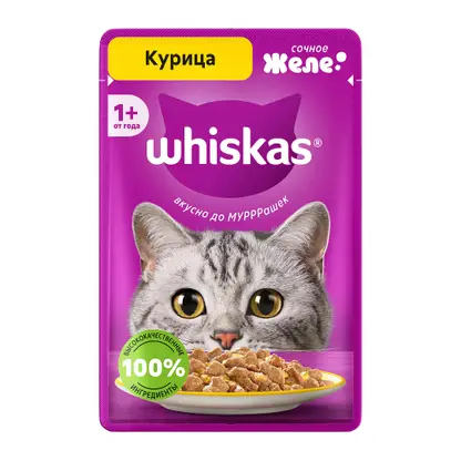 Влажный корм для кошек Желе с курицей Whiskas 75г