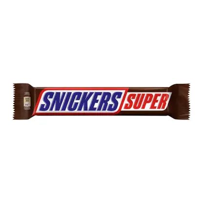 Шоколадный батончик с карамелью арахисом и нугой Snickers Super 80г в ассортименте