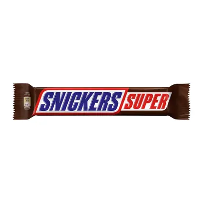 Шоколадный батончик с карамелью арахисом и нугой Snickers Super 80г в ассортименте