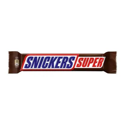 Шоколадный батончик с карамелью арахисом и нугой Snickers Super 80г в ассортименте