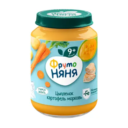 Пюре детское со вкусом Цыплёнок-картофель-морковь с 9 месяцев Фрутоняня 190г