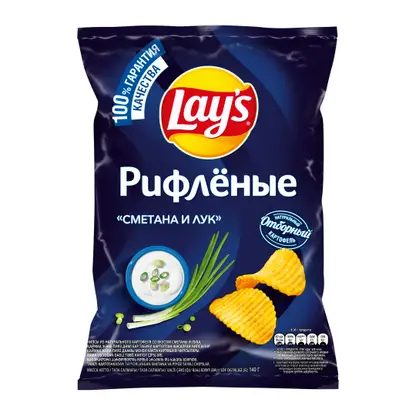 Чипсы Lays Рифленые Сметана и лук 140г