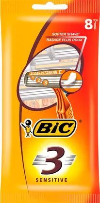 Бритва мужская BIC 3 Sensitive одноразовая 3 лезвия увлажняющая полоска 8шт