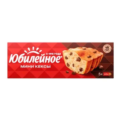 Мини-кексы с кусочками молочного шоколада Юбилейное 140г