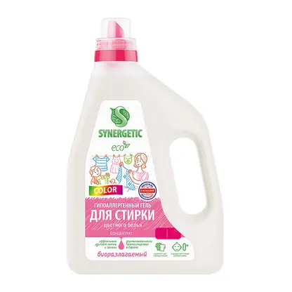 Гель для стирки Synergetic для цветного белья гипоаллергенный 1.5л