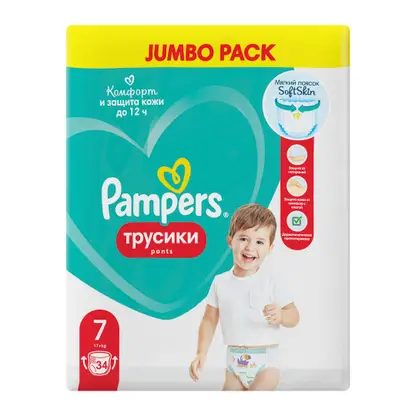 Трусики-подгузники Pampers 7 17+кг 34шт