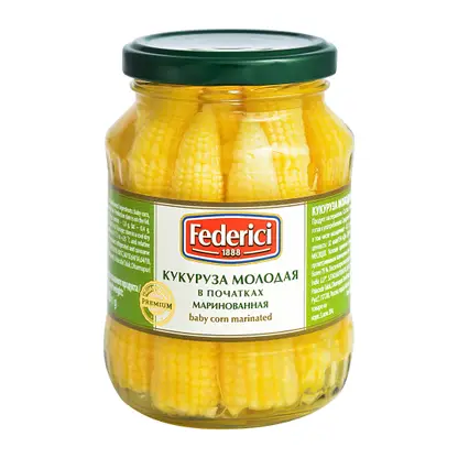 Кукуруза Federici молодая в початках маринованная 340г