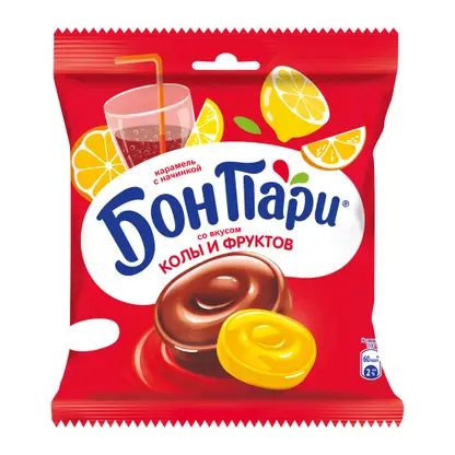 Карамель со вкусом колы и фруктов с начинкой Бон Пари 200г