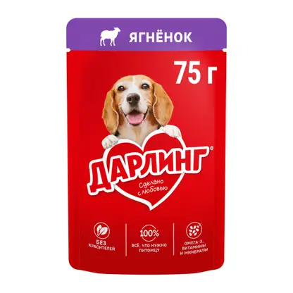 Влажный корм для собак в подливе с ягненком Дарлинг 75г
