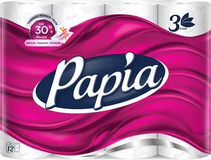 Туалетная бумага Papia Белая 3 слоя 12 рулонов