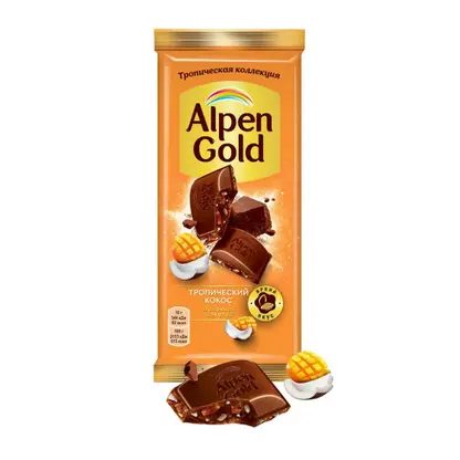 Шоколад молочный Тропический кокос Alpen Gold 80г