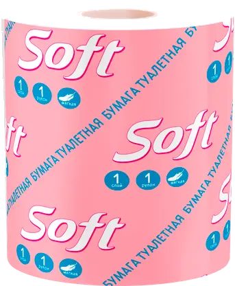 Туалетная бумага Soft белая 1 слой 1 рулон