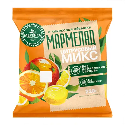 Мармелад желейный в кокосовой обсыпке Цитрусовый микс Меренга 220г