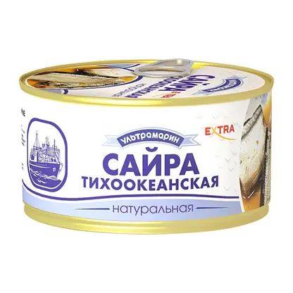 Сайра Ультрамарин натуральная тихоокеанская Extra 185г