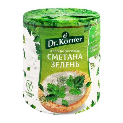 Рисовые хлебцы хрустящие со вкусом сметана-зелень Dr. Korner 80г