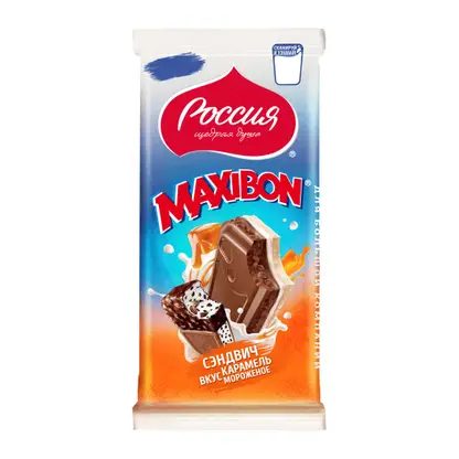 Шоколад сэндвич с карамелью и мороженым Maxibon Россия Щедрая Душа 198г