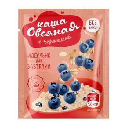 Каша овсяная ассорти клубника абрикос вишня черника слива 5шт*35г