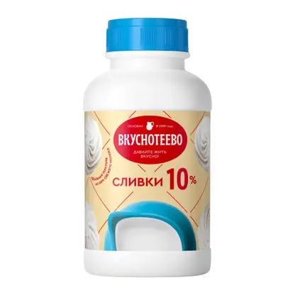 Сливки Вкуснотеево ультрапастеризованные 10% 450г