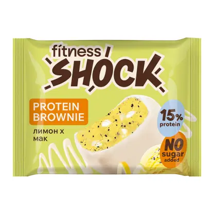 Пирожное протеиновое Брауни лимон-мак Fitnesshock 50г