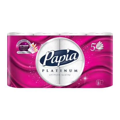 Туалетная бумага Papia Платинум 5 слоев 8 рулонов