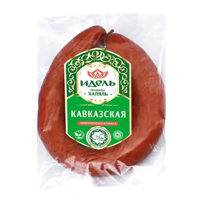 Колбаса Идель Кавказская Халяль полукопченая 400г