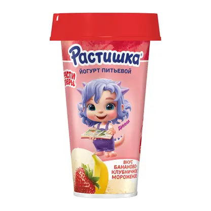 Йогурт Растишка питьевой со вкусом бананово-клубничного мороженого 2.8% 190мл