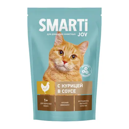 Влажный корм для кошек с курицей Smarti Joy 415г