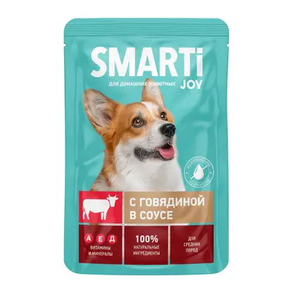Влажный корм для собак с говядиной Smarti Joy 415г