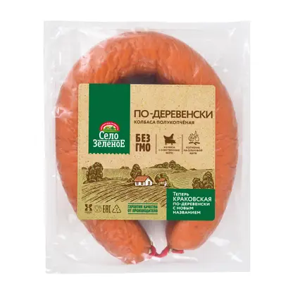 Колбаса Село Зеленое По-деревенски из мяса птицы полукопченая 400г