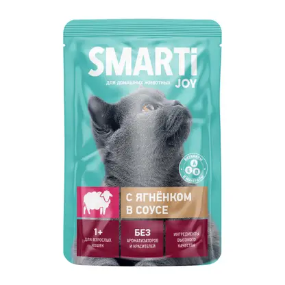Влажный корм для кошек с ягненком в соусе Smarti Joy 75г
