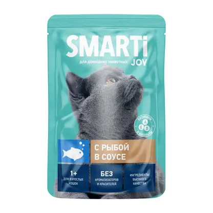 Влажный корм для кошек с рыбой в соусе Smarti Joy 75г