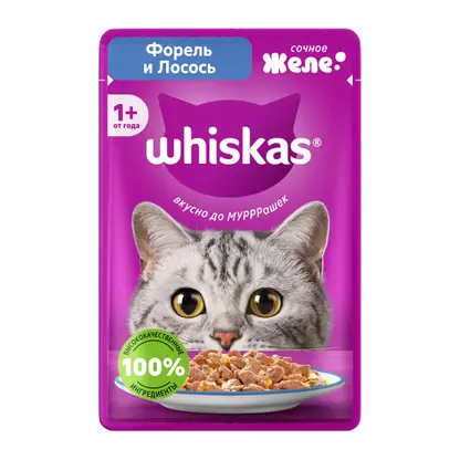 Корм для кошек в желе с форелью и лососем Whiskas 75г