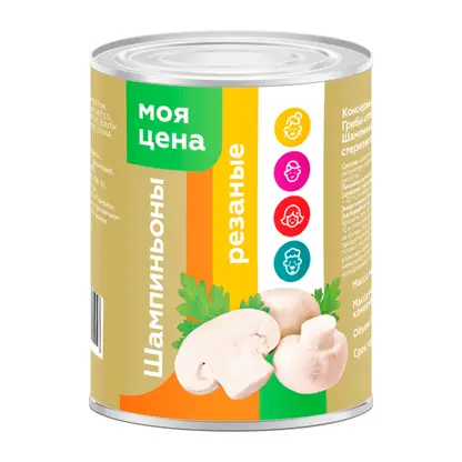 Шампиньоны Моя цена консервированные резаные 400г