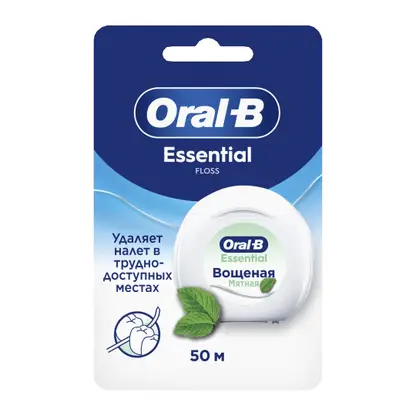 Зубная нить Oral-B Essential Floss вощеная мятная 50м