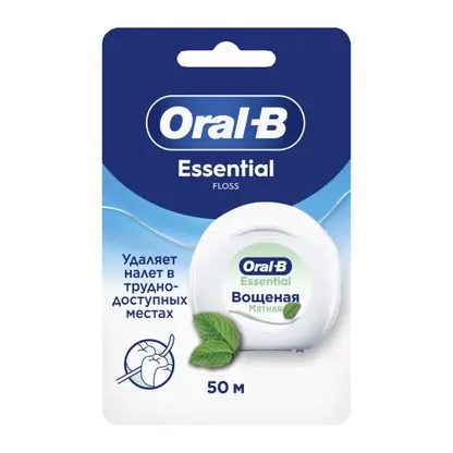 Зубная нить Oral-B Essential Floss вощеная мятная 50м