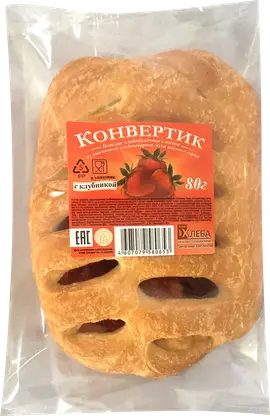 Конвертик с клубничной начинкой Знак хлеба 80г