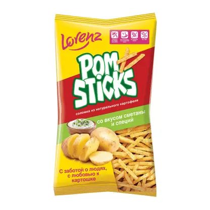 Чипсы картофельные соломкой Pomsticks со вкусом сметаны и специй 100г