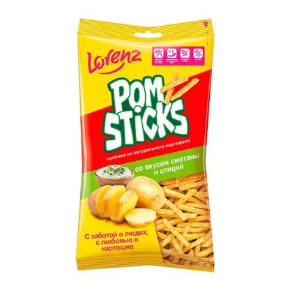 Чипсы картофельные соломкой Pomsticks со вкусом сметаны и специй 100г