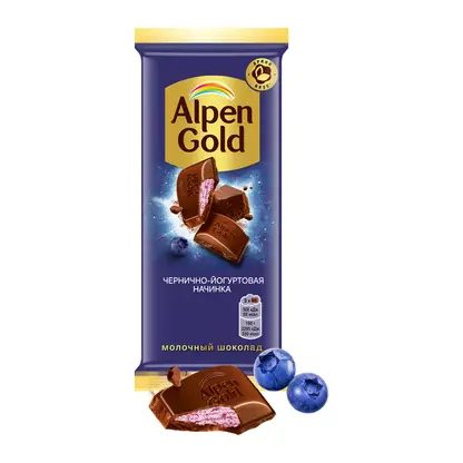 Шоколад Alpen Gold молочный с чернично-йогуртовой начинкой 80г