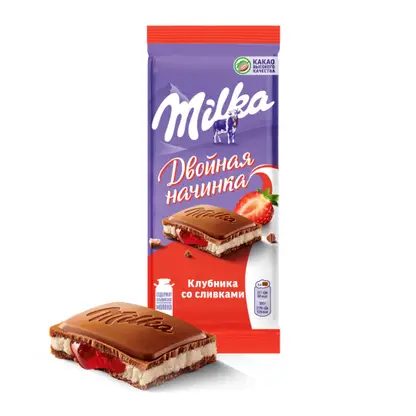Шоколад Milka молочный Клубника со сливками 80г