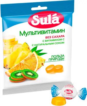 Леденцы без сахара мультивитаминные Sula 60г