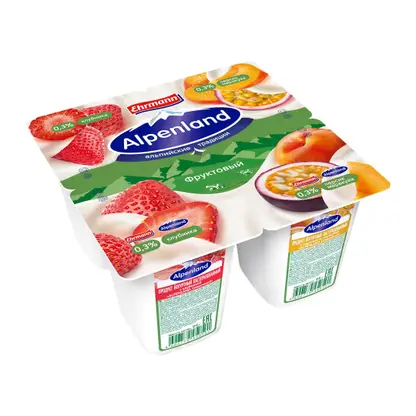 Йогурт Alpenland Клубника/Персик маракуйя 0.3% 95г