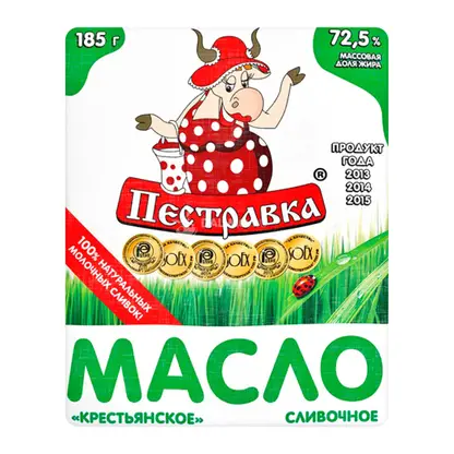 Масло сливочное Пестравка Крестьянское 72.5% 185г