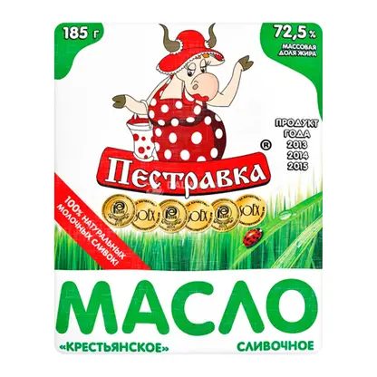 Масло сливочное Пестравка Крестьянское 72.5% 185г